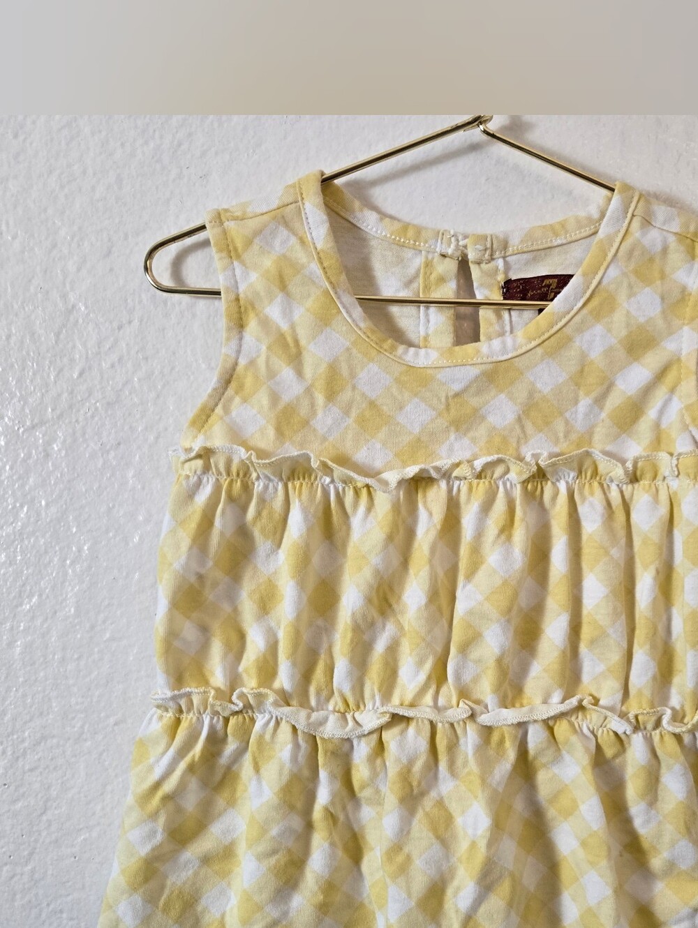 7 For All Mankind Gingham Ruffle Sleeveless Dress.